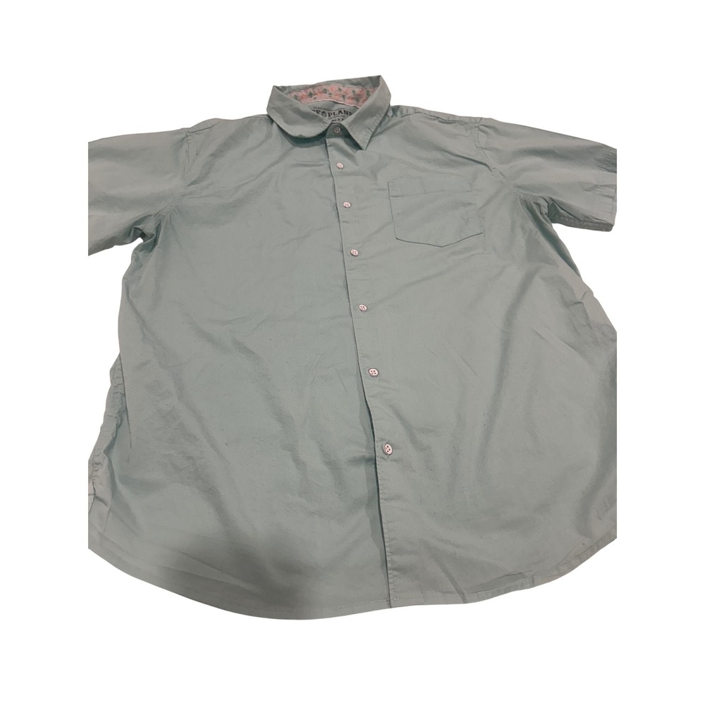 FREE PLANET Men's XL Short Sleeve Button Up Shirt Eco Friendly Spirit of Summer
